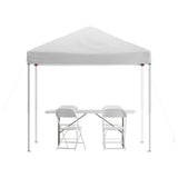 Flash Furniture JJ-GZ88183Z-4LEL3-WHWH-GG Otis Pop-up Canopy Tend And Folding Table With Chairs Set