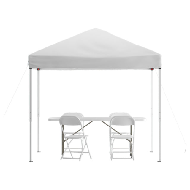 Flash Furniture JJ-GZ88183Z-4LEL3-WHWH-GG Otis Pop-up Canopy Tend And Folding Table With Chairs Set