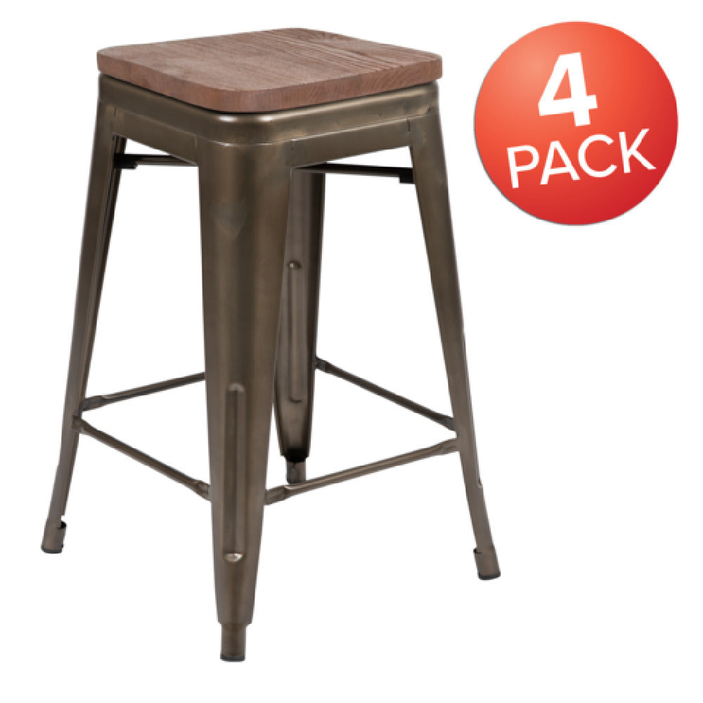 Flash Furniture 4-ET-31320W-24-GN-R-GG Cierra Indoor Bar Stool 440 Lb. Weight Capacity