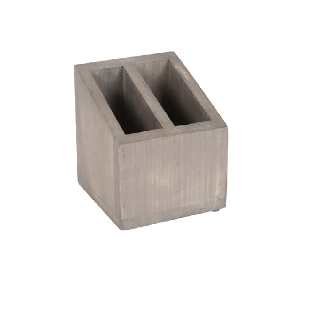 Cal Mil 3308-110 Aspen Straw/Stir Stick Holder 5-1/4" X 5-1/4" X 5-1/2"H Gray-washed Pine Wood