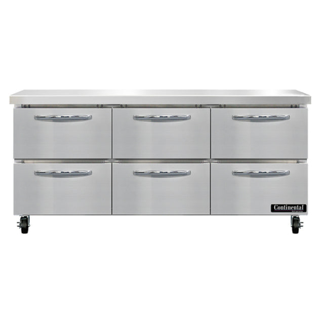 Continental Refrigerator SW72N-D Work Top Refrigerator 72"W 20.6 Cu Ft Capacity