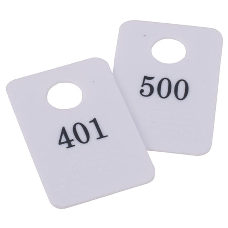 Stanton Trading 5PCR-401-500 - Coat Room Checks, Plastic, With Hanger Hold And "Not Responsible" Disclaimer (set Is Numbered 401-500 & Includes 1 Of Each Number)