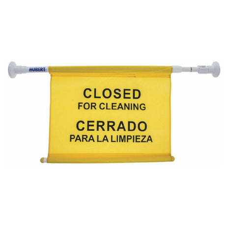 Hubert 37442 - Safety Pole, "Closed For Cleaning", 18" X 13-1/2" Yellow Nylon Sign