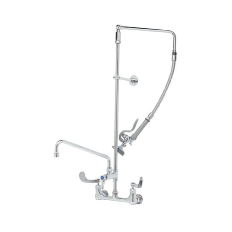 T&S Brass B-2466 Wall Mount Mixing Faucet 8" With Polished Chrome Plated Brass Body