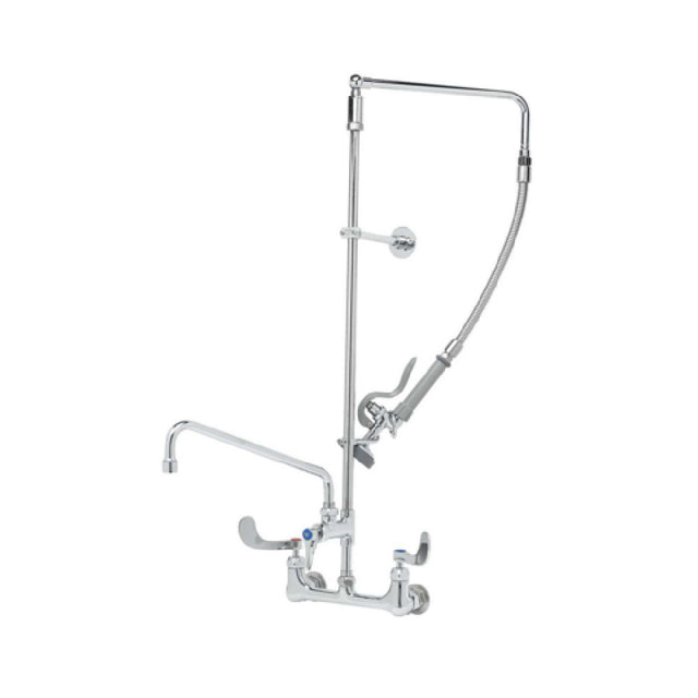 T&S Brass B-2466 Wall Mount Mixing Faucet 8" With Polished Chrome Plated Brass Body