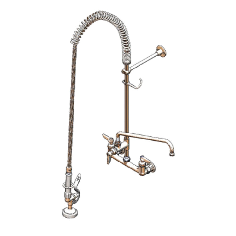 T&S Brass B-0133-01-CR EasyInstall Pre-Rinse Unit Wall Mount Mixing Faucet 8" Adjustable Centers