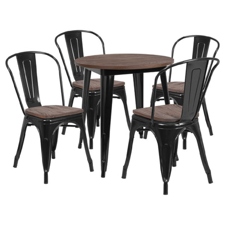 Flash Furniture CH-WD-TBCH-24-GG Table And Chair Set (1) 26" Round Table (4) Stackable Chairs