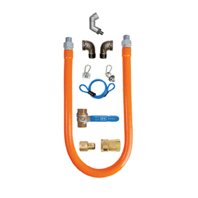 BK Resources BKG-GHC-5048-SW3 Swivel Pro™ Connection Kit Includes 48" Long X 1/2" I.D. Stainless Steel Hose With Radial Wrap & Protective Translucent Coating