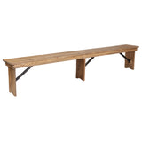 Flash Furniture XA-B-96X12-L-GG Hercules Series Folding Rustic Farm Bench 96"W X 12"D X 17-3/4"H