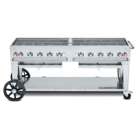 Crown Verity CV-MCB-72-SI BULK Mobile Outdoor Charbroiler LP Gas 70"x21" Grill Area