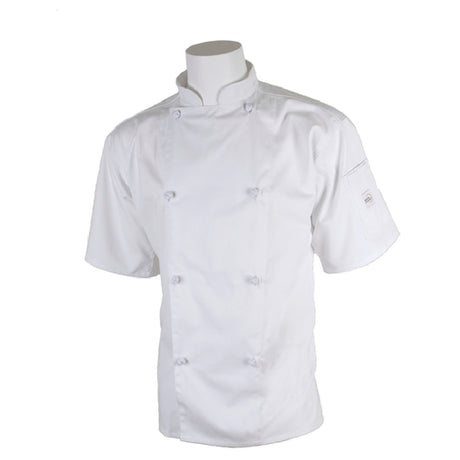 Mercer Culinary M61022WHM Genesis Unisex Chef Jacket Short Sleeve (8) Cloth Knot Buttons