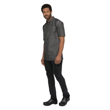 Chef Works CEZ01BLKL Delancey Chef Coat Single-breasted Short Sleeve