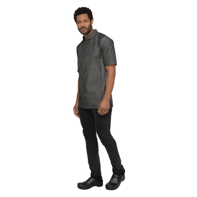 Chef Works CEZ01BLKXL Delancey Chef Coat Single-breasted Short Sleeve