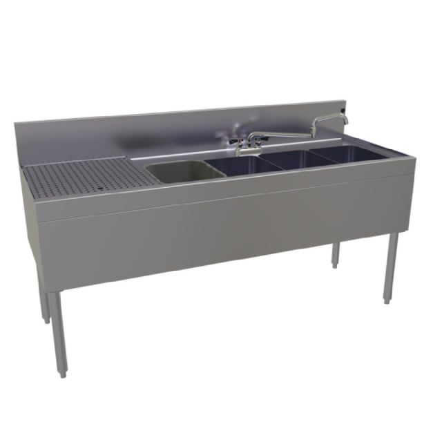 Glastender FSB-60R-S Underbar Sink Unit Four Compartment 60"W X 24"D