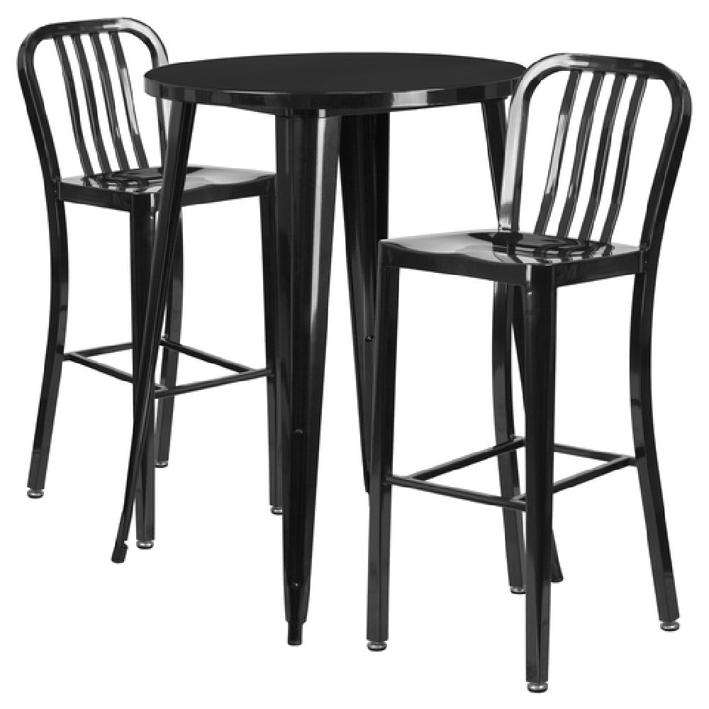 Flash Furniture CH-51090BH-2-30VRT-BK-GG Table And Bar Stool Set Includes (1) 30" Dia. X 41"H Table