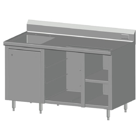 SPG BCRS-60L - Universal Stainless Beverage Counter, With Rack Slides, 60" Long