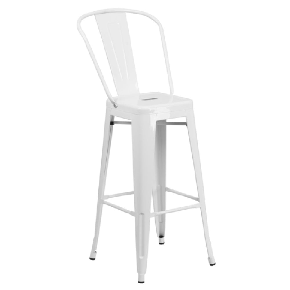 Flash Furniture CH-31320-30GB-WH-GG Bar Stool 500 Lb. Weight Capacity Curved Back With Vertical Slat