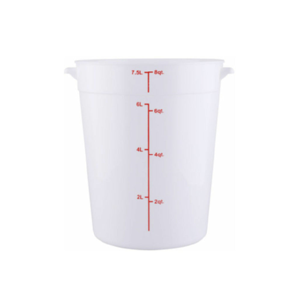 Hubert 29A-053 - Kratos® CenPro Round Food Storage Container, 8 Qt. Capacity, White