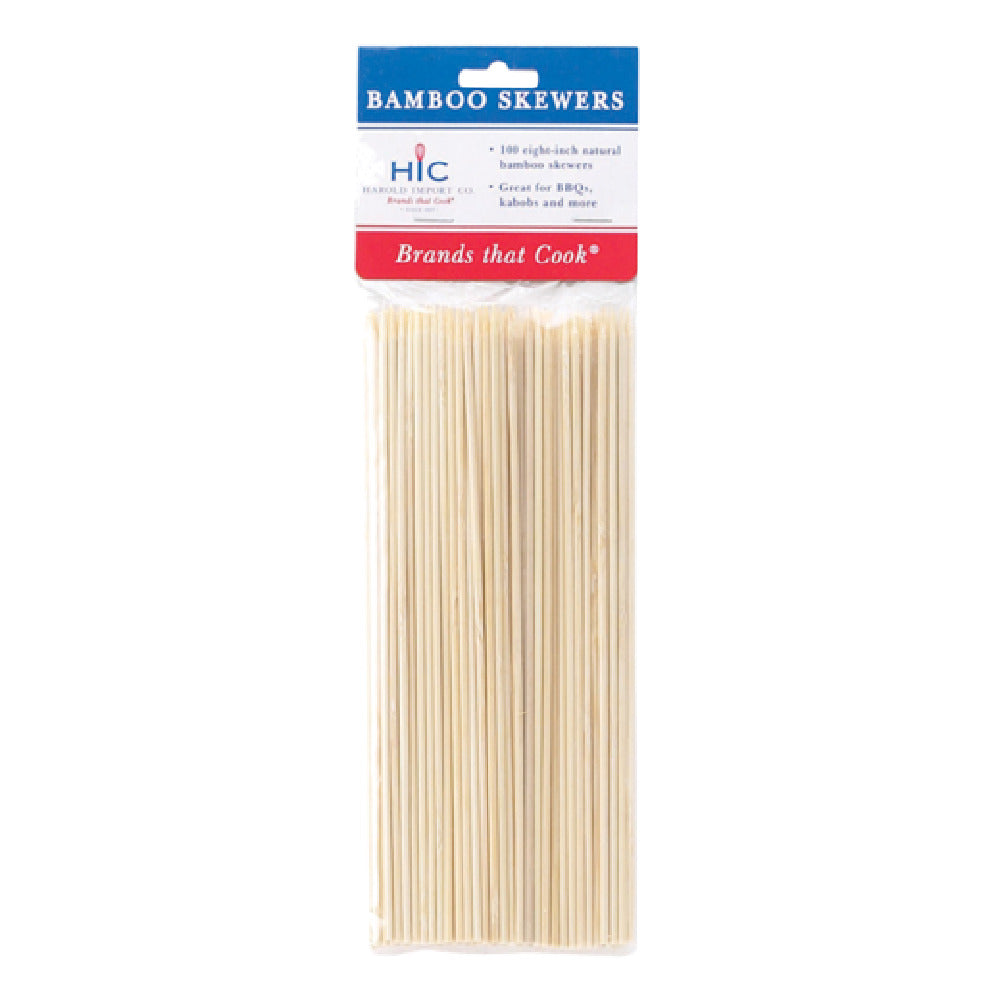 Harold Import Co. 4413 HIC Skewers 8" Bamboo (100 Pack) (carded)