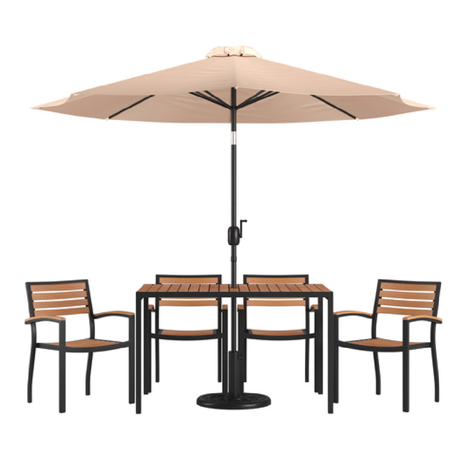 Flash Furniture XU-DG-304860064-UB19BTN-GG Patio Dining Table Set Includes (1) 48"W X 30"D Rectangular Table