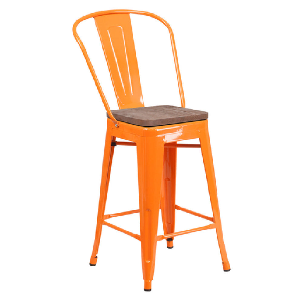 Flash Furniture CH-31320-24GB-OR-WD-GG Bar Stool 500 Lb. Weight Capacity Counter Height Bistro Style