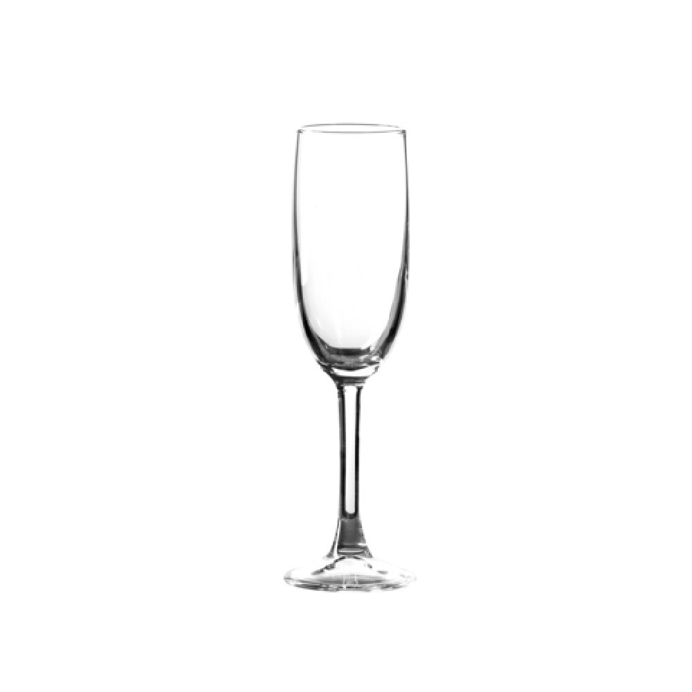 Steelite P44819 Flute Glass 5 1/4 Oz. (H 7-3/4" M 2-3/8" T 1-7/8" B 2-1/4") Soda Lime