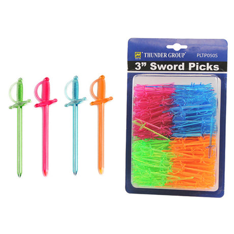 Thunder Group PLTP050S Sword Picks 3" Assorted Color (500 Per Pack) (12 Packs Minimum Order)