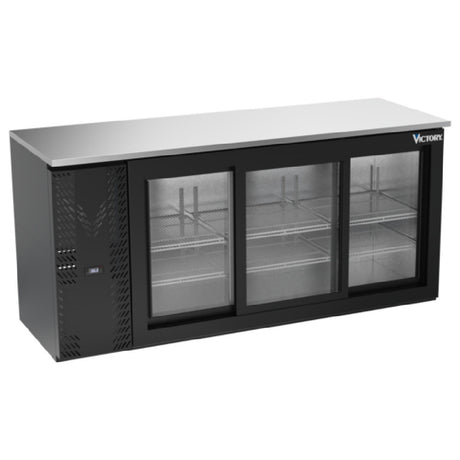 Victory VBBN72HC-GS-B - Back Bar Refrigerator, Three-section, 72"W X 25-1/4”D X 34"H