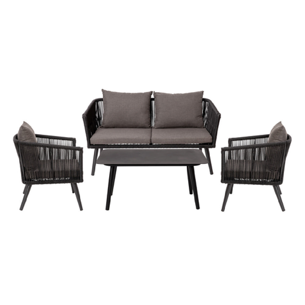 Flash Furniture SDA-AD723002-4-BK-GG Kierra Patio Set 4-piece Woven Polyethylene Back And Seat