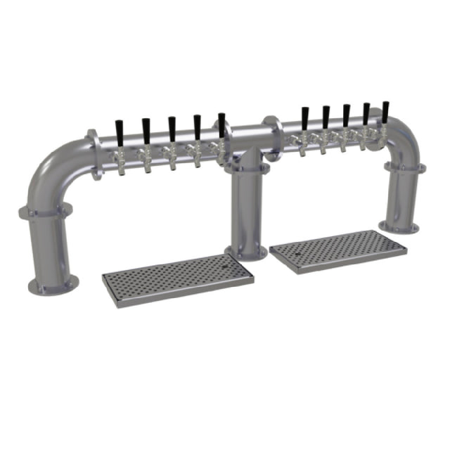 Glastender PB-10-SSR Pipe Bridge Draft Dispensing Tower Countertop (10) Stainless Steel Faucets (handles Not Included)