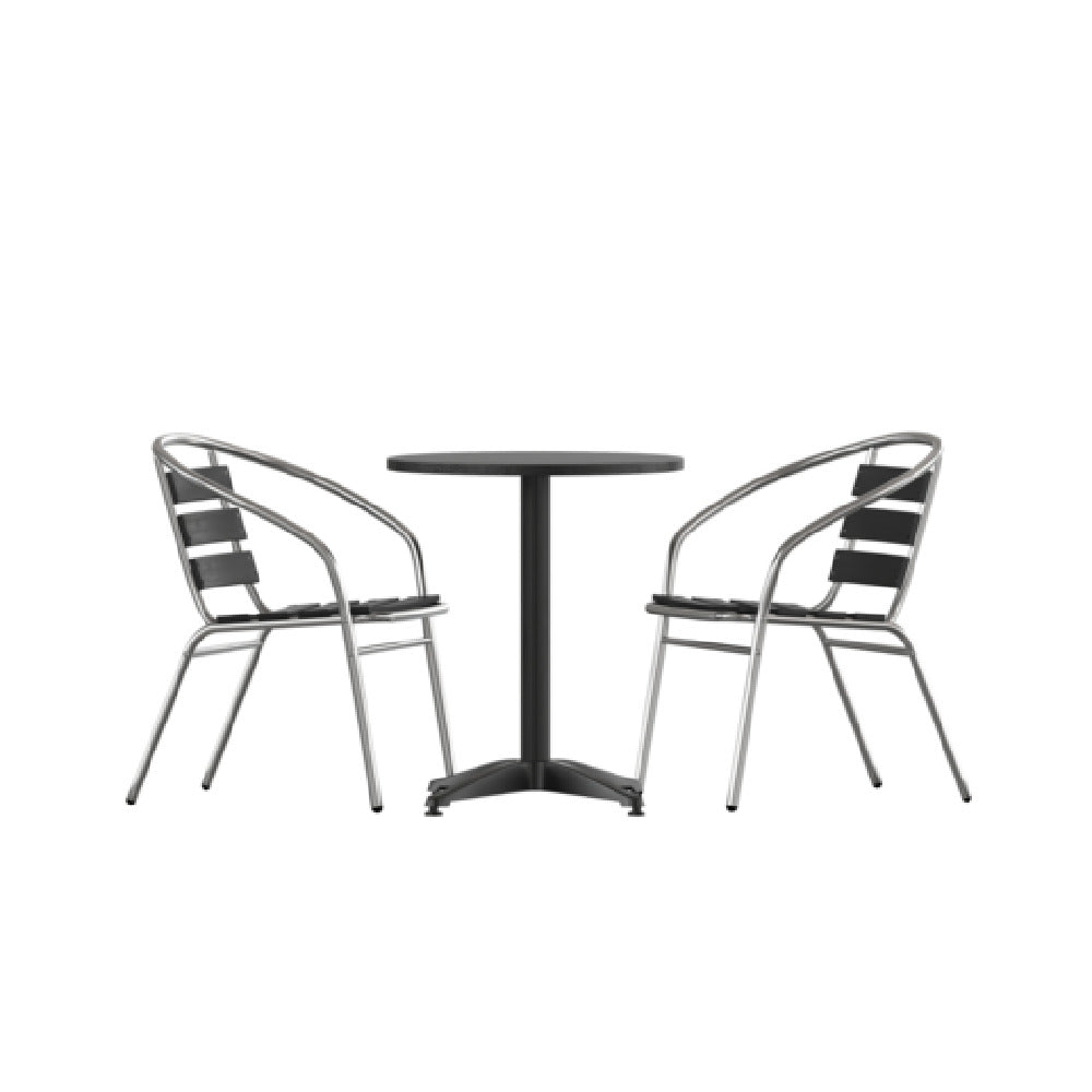 Flash Furniture TLH-ALUM-24RD-017BK2-GG Lila Table & Seat Set 23-1/2" Dia. Round Metal Table