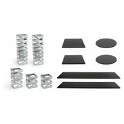 FOH BST017MUM28 Buffet Essentials Zig Zag Black Bamboo On Silver Includes One BRI006BCI28 Zig Zag Risers Set Of 3 Silver