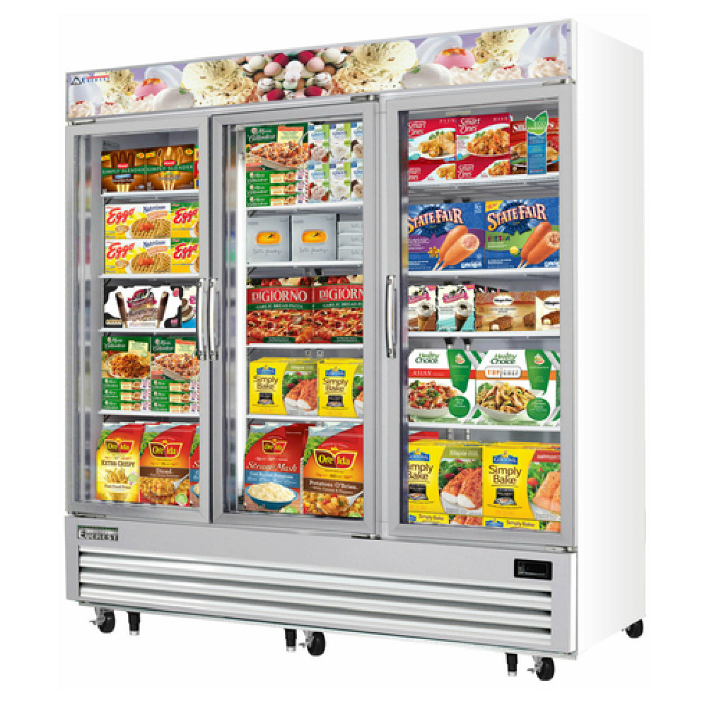 Everest Refrigeration EMGF69 Reach-In Glass Door Merchandiser Freezer Three-section