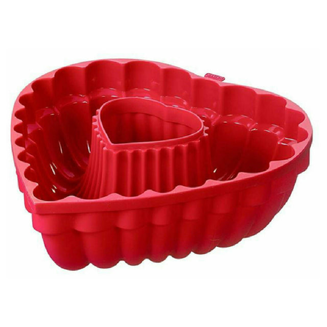 Bauscher Hepp 23.0068.1177 - Heart Baking Mold, 10-3/4"L X 10-3/5"W X 3-3/4"H, Silicone By Kaiser