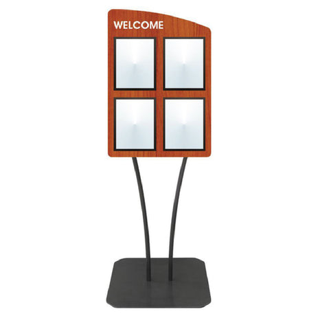 Hubert 21350 - Menu Board, 4-pocket, Floor Stand