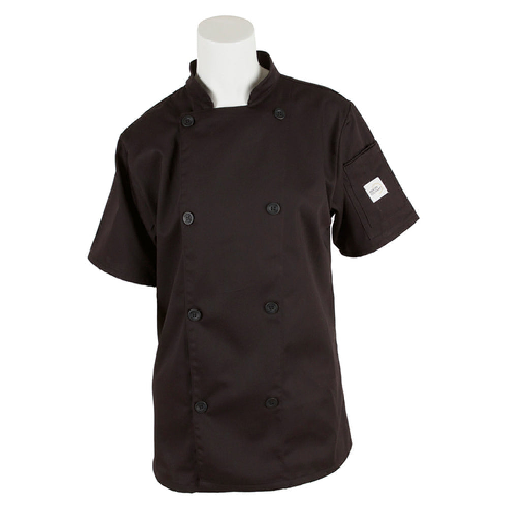 Mercer Culinary M61032BKL Genesis Women's Chef Jacket Short Sleeve (8) Traditional Buttons