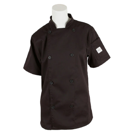 Mercer Culinary M61032BK3X Genesis Women's Chef Jacket Short Sleeve (8) Traditional Buttons