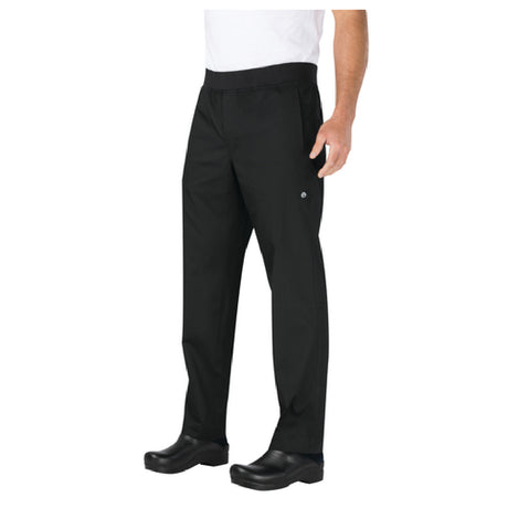 Chef Works PBN01BLKXS Men's Lightweight Slim Pants Elastic Waistband With Internal Drawstring