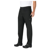 Chef Works PBN01-BLK-S Men's Lightweight Slim Pants Elastic Waistband With Internal Drawstring