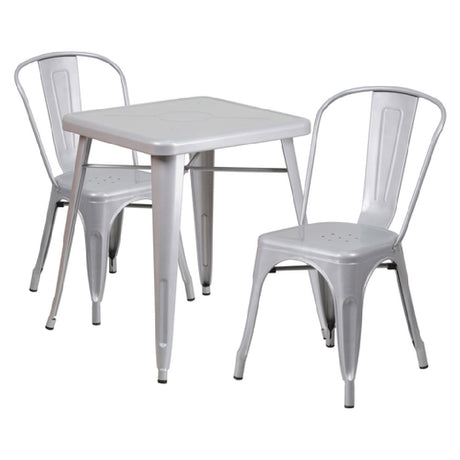 Flash Furniture CH-31330-2-30-SIL-GG Table And Chair Set Includes (1) 23-3/4"W X 23-3/4"D X 29"H Table (footprint: 27-3/4"W X 27-3/4"D)