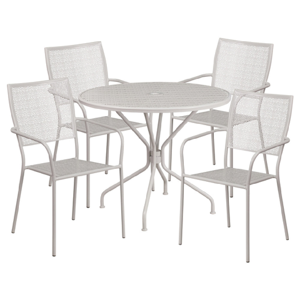 Flash Furniture CO-35RD-02CHR4-SIL-GG Patio Table Set Includes (1) Table: 35-1/4" Dia. X 28-3/4"H