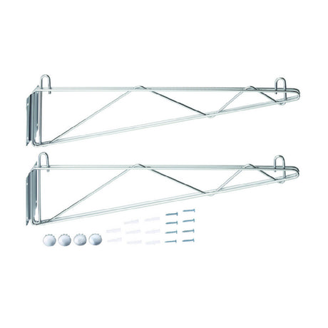 Hubert 81105 - CenPro Deep Wall Mounting Brackets For Chrome Wire Shelving, 18", (2 Per Set)