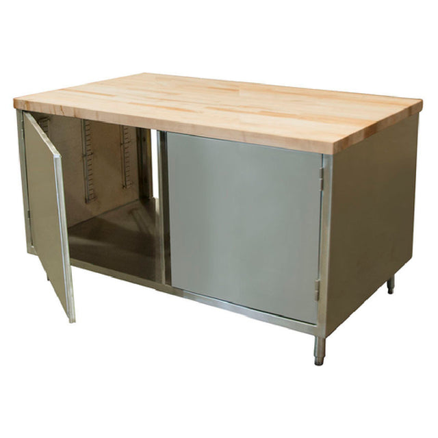 BK Resources CMT-3660H2 Dual Access Chef Table Cabinet Base With Hinged Doors On Both Sides