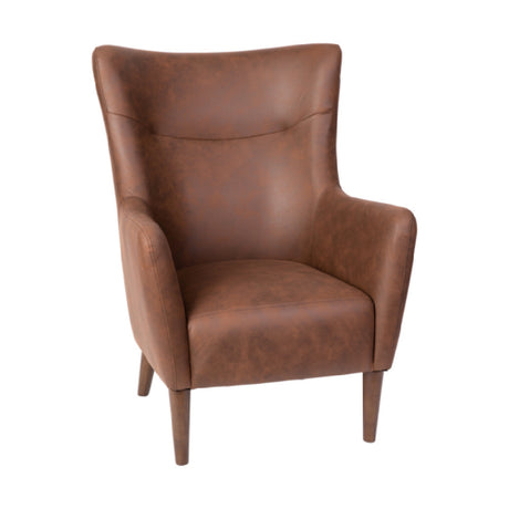 Flash Furniture QY-B235-DBR-GG Connor Wingback Accent Chair Faux Leather Upholstery