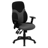 Flash Furniture BT-6001-GYBK-GG Ergonomic Swivel Task Chair 43-1/4" To 49" Adjustable Height