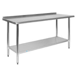 Flash Furniture NH-WT-2460BSP-GG Prep And Work Table 60"W X 24"D X 36"H 1.5" Backsplash And Undershelf