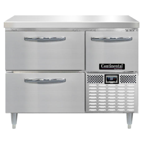 Continental Refrigerator DRA43NSS-F Designer Line Work Top Fish File 43"W 300 Stainless Steel Work Top