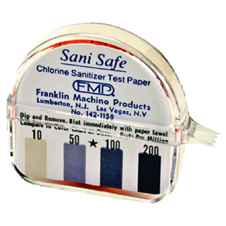 Franklin Machine Products 142-1158 Sani Safe Chlorine Sanitizer Test Kit Quality Litmus Paper 5/32" X 15' Roll With Color-coded Test Chart