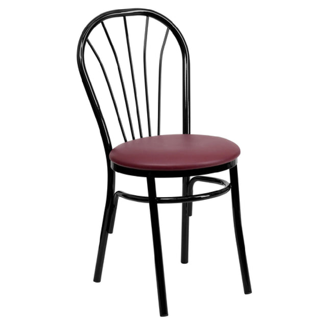 Flash Furniture XU-698B-BGV-GG Hercules Series Metal Chair Fan Back Burgundy Vinyl Upholstered Padded Seat