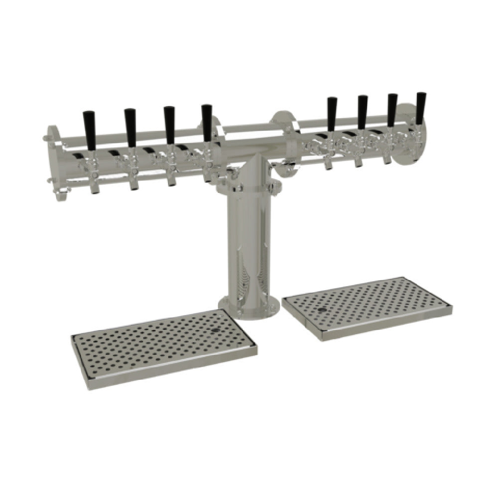 Glastender PT-8-MFR Pipe Tee Draft Dispensing Tower Countertop (8) Stainless Steel Faucets (handles Not Included)